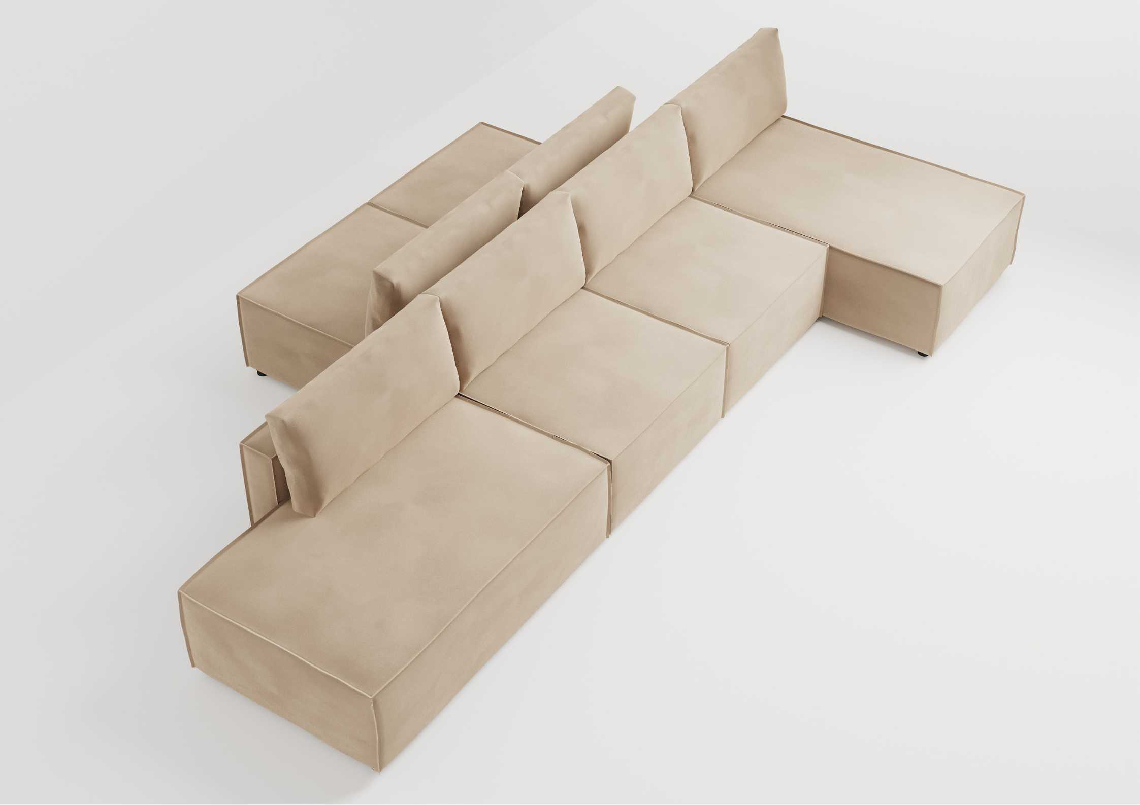 Narożnik obustronny z przeszyciami w kolorze beżowym